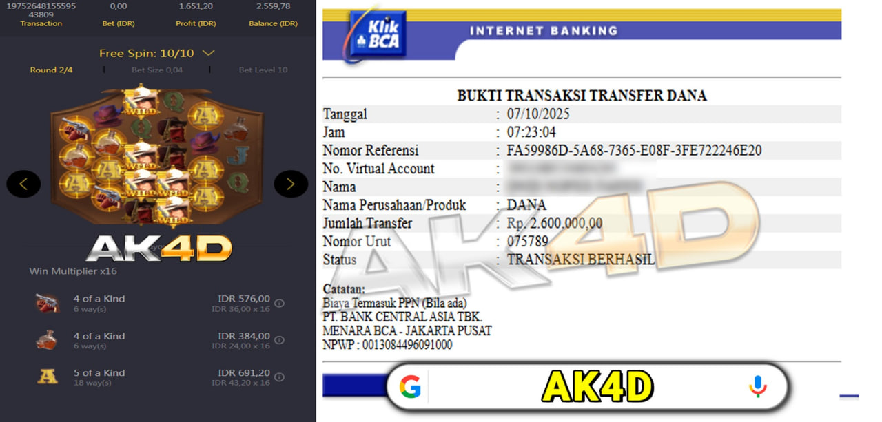 Hanya di AK4D kemenangan mudah di raih 👌🏻👌🏻